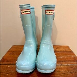 Hunter Women’s Original Short Gloss Rain Boots “Pale Mint” Size 6